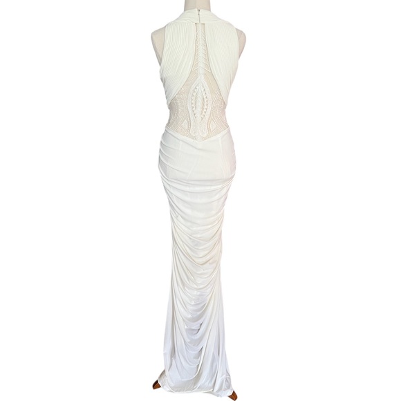 Sheike Dress Cream Maxi Lace Inserts Sleeveless Goddess Special Occasion Size 8 - Picture 5 of 6